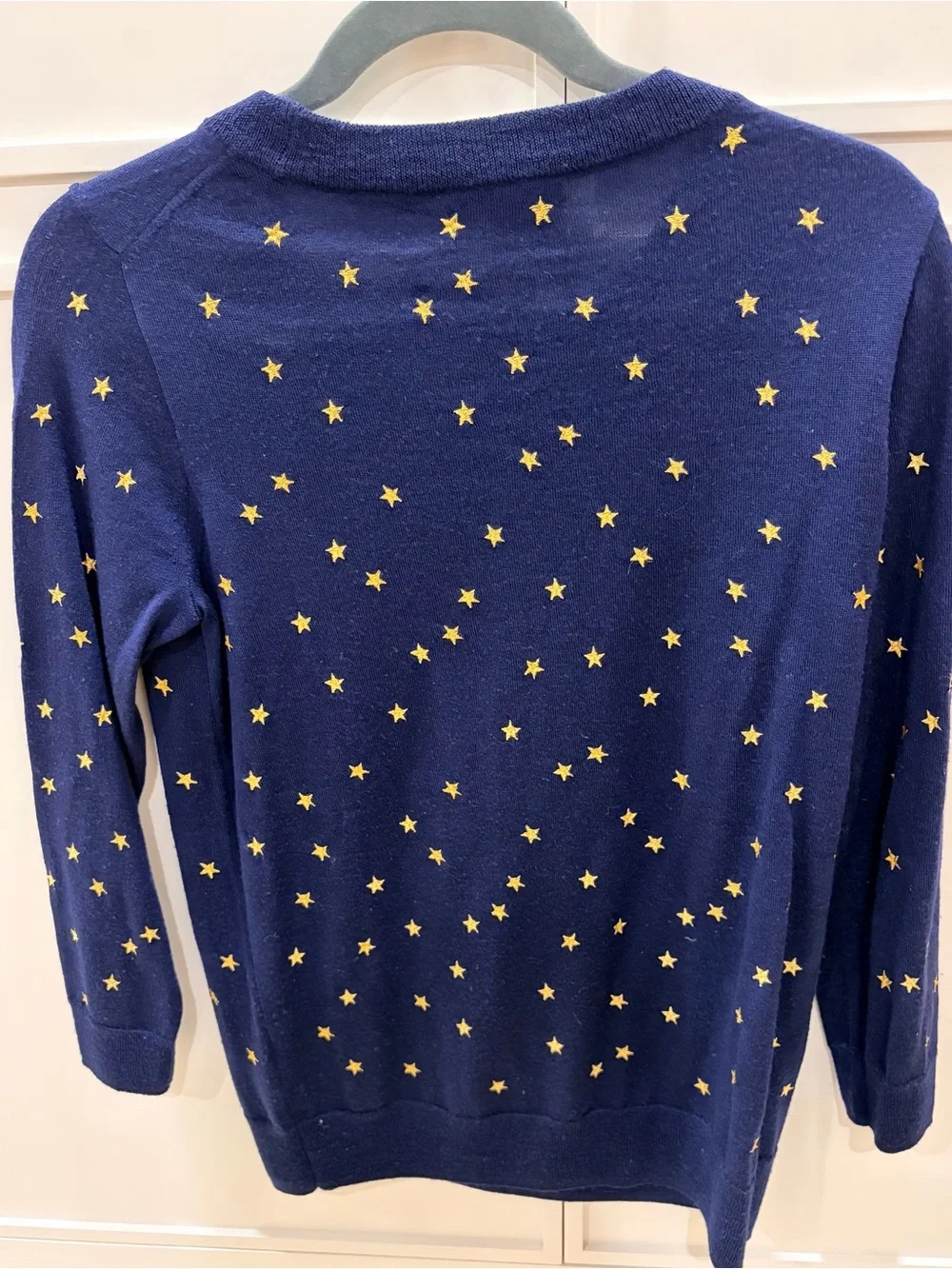 J. Crew Tippi Sweater in Navy Blue with Gold Stars